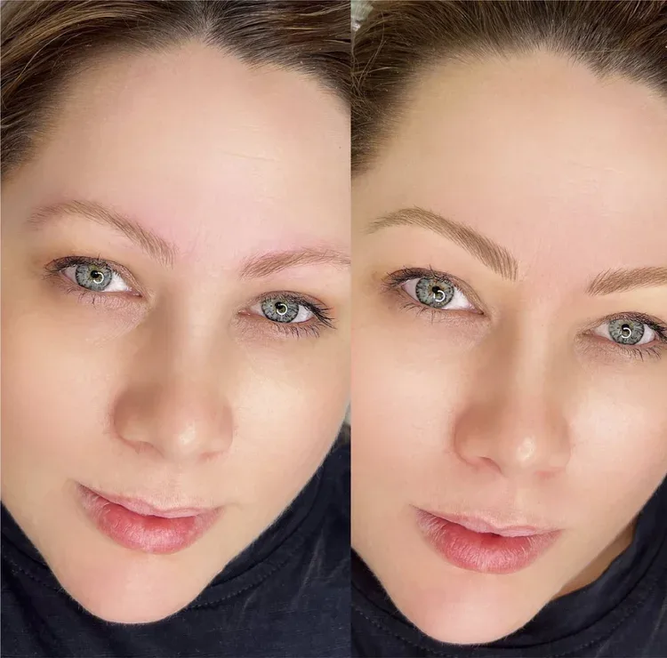 Brow before and after — faint to groomed defined brows