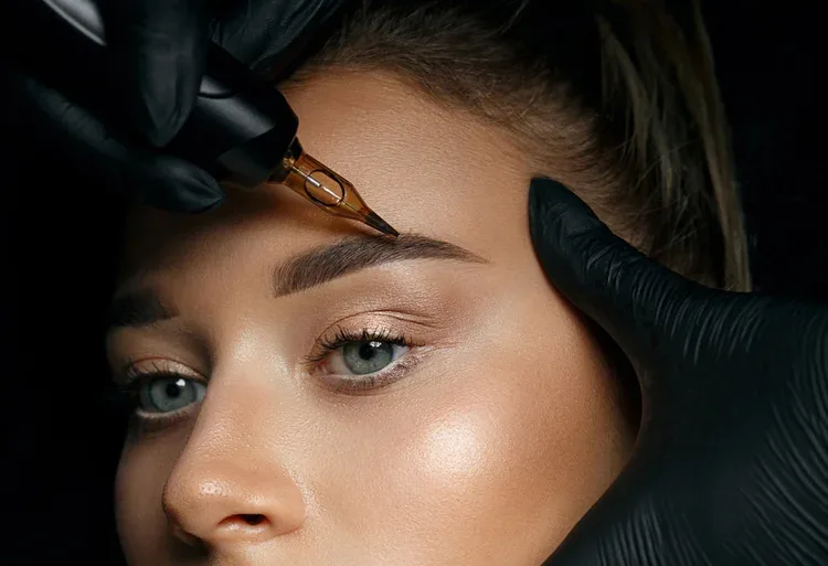 Permanent makeup application — brow tattooing in Tasha's Ashburton studio